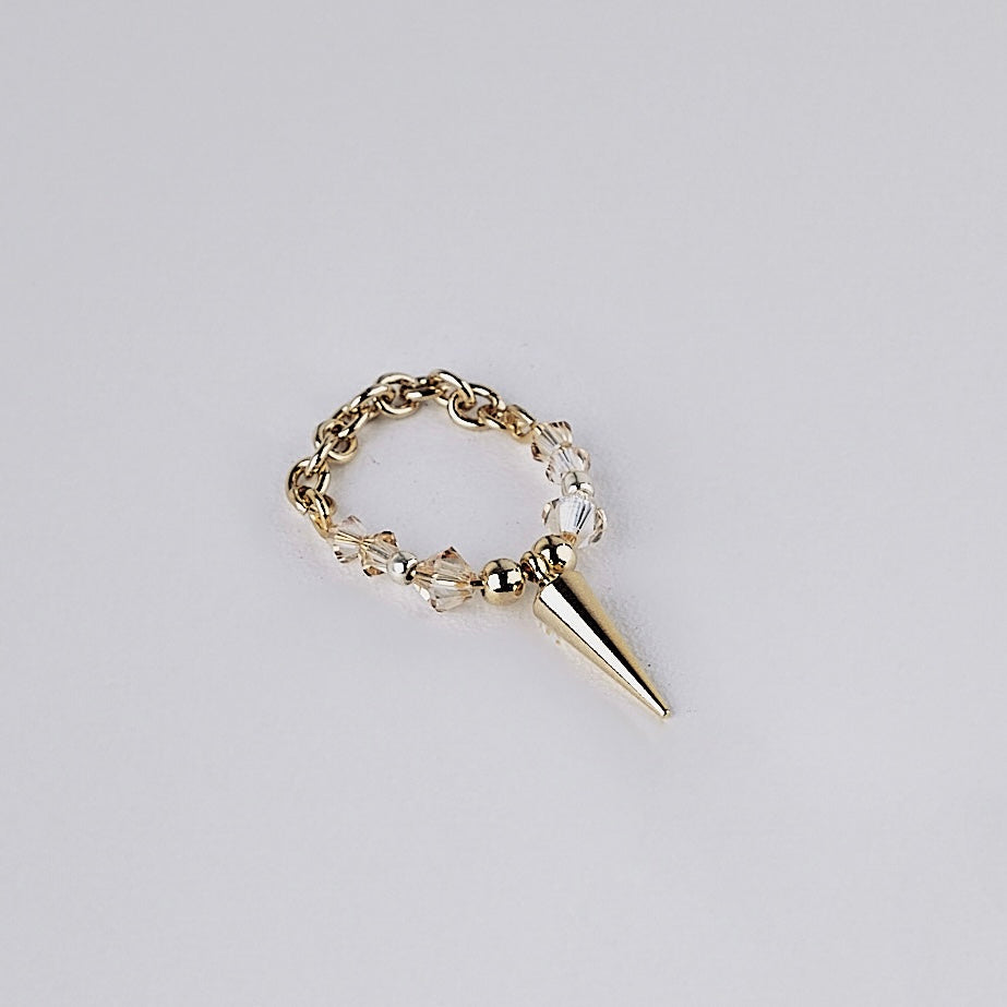 studs crystal ring (gold)