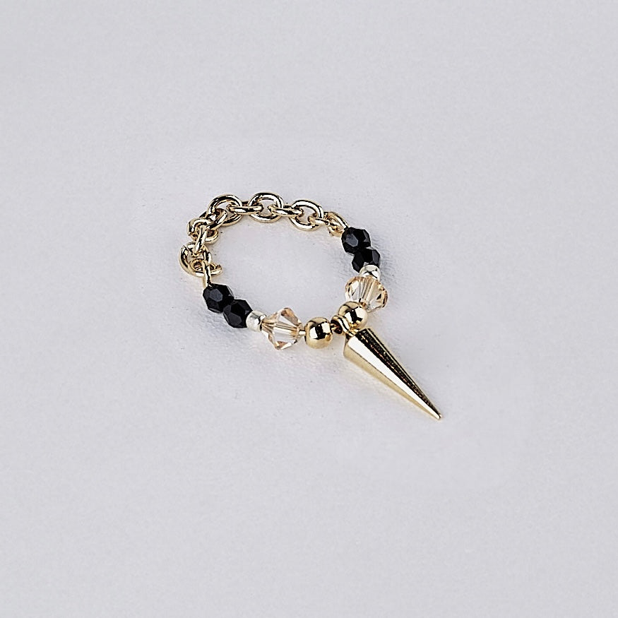 studs crystal ring (gold & black)
