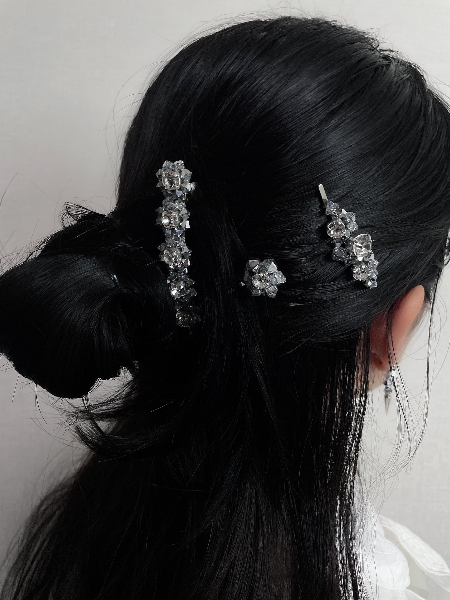 wave crystal hairpin (silver)
