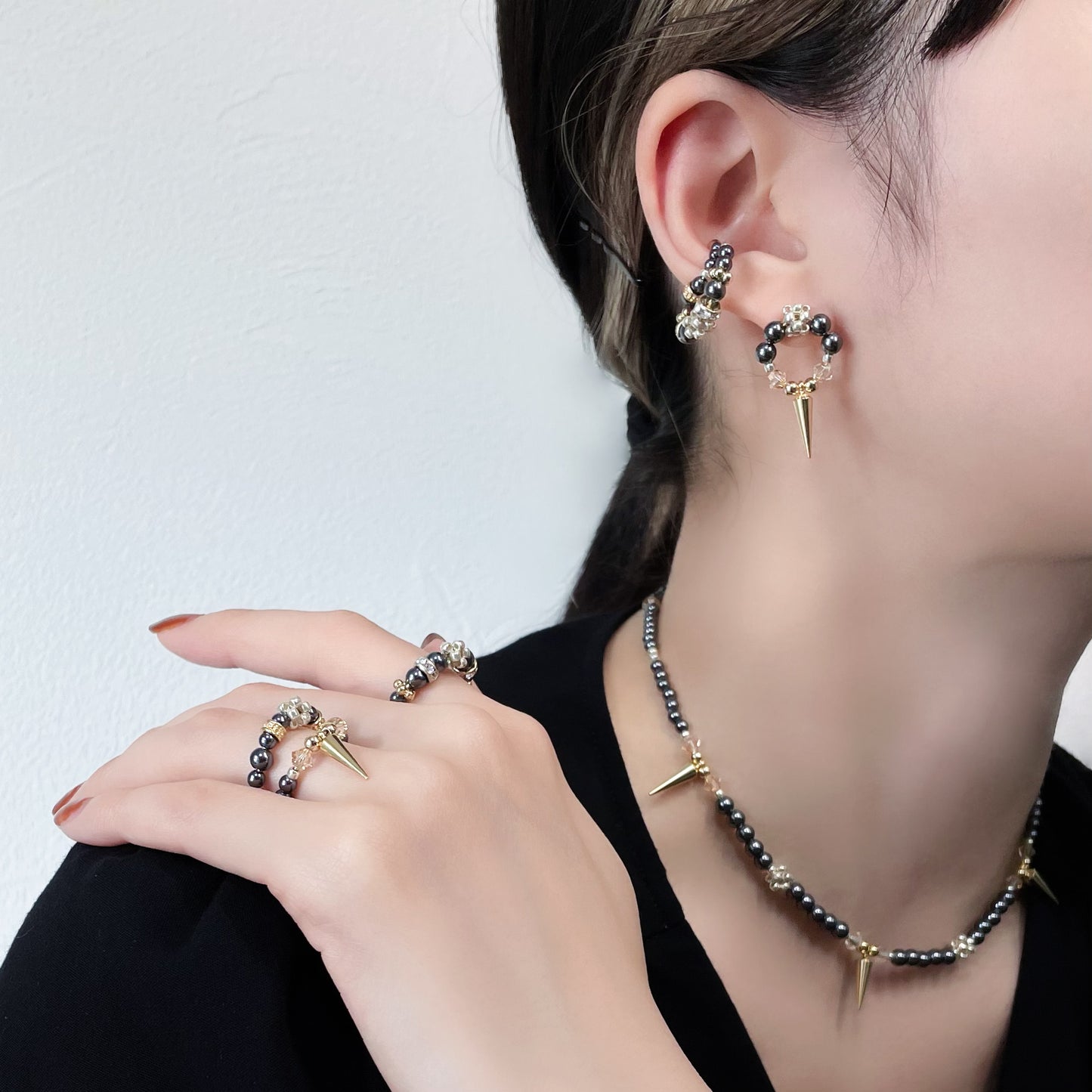 pearl ring ⅠⅠ (gold & black)