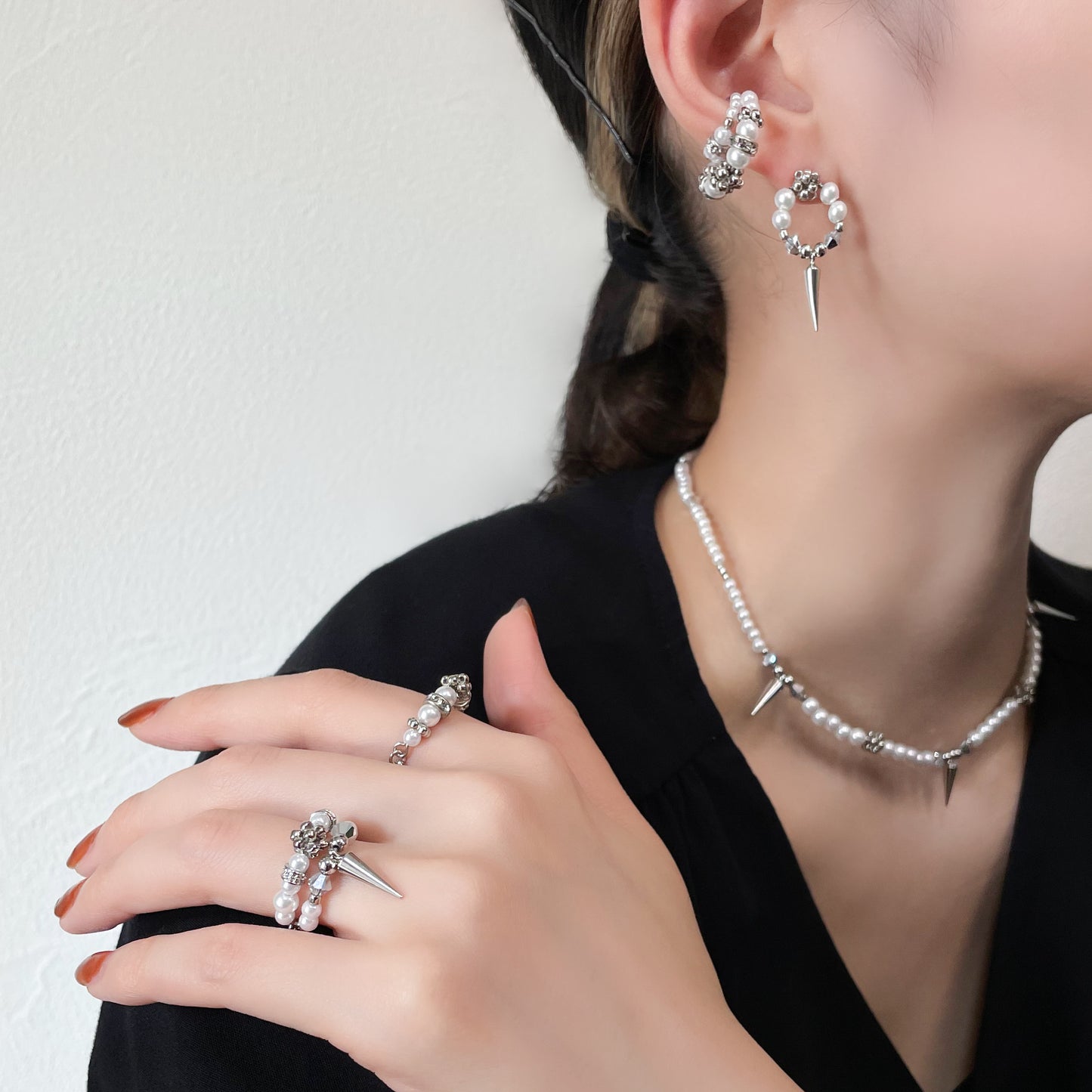 pearl ring Ⅱ (silver & white)
