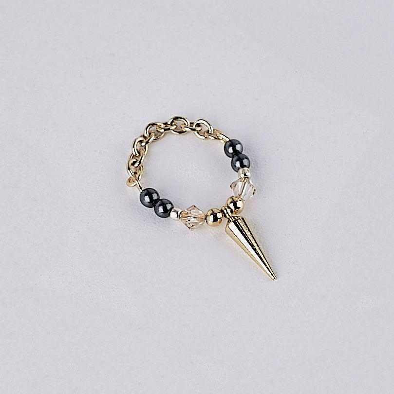 studs pearl ring (gold & black)