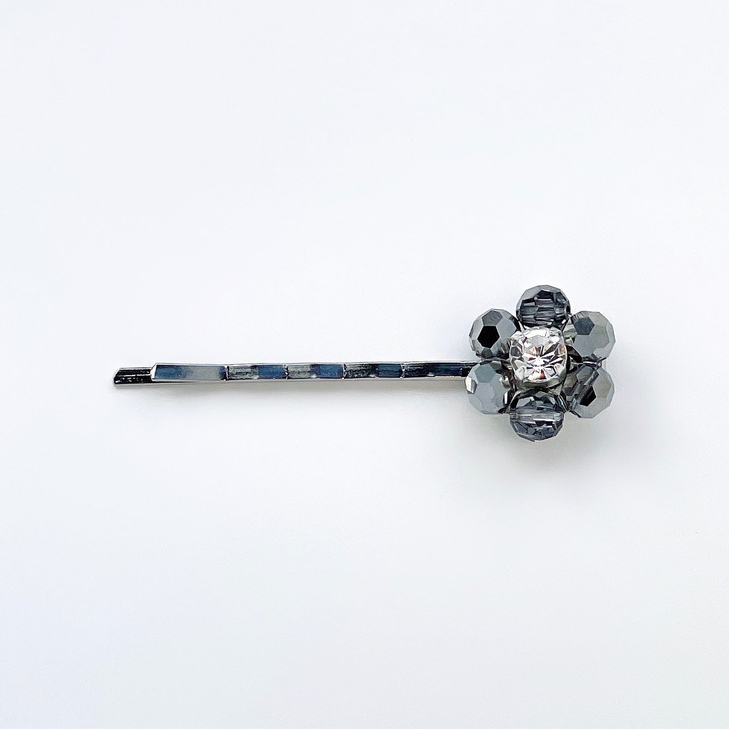 flower crystal hairpin (dark silver)