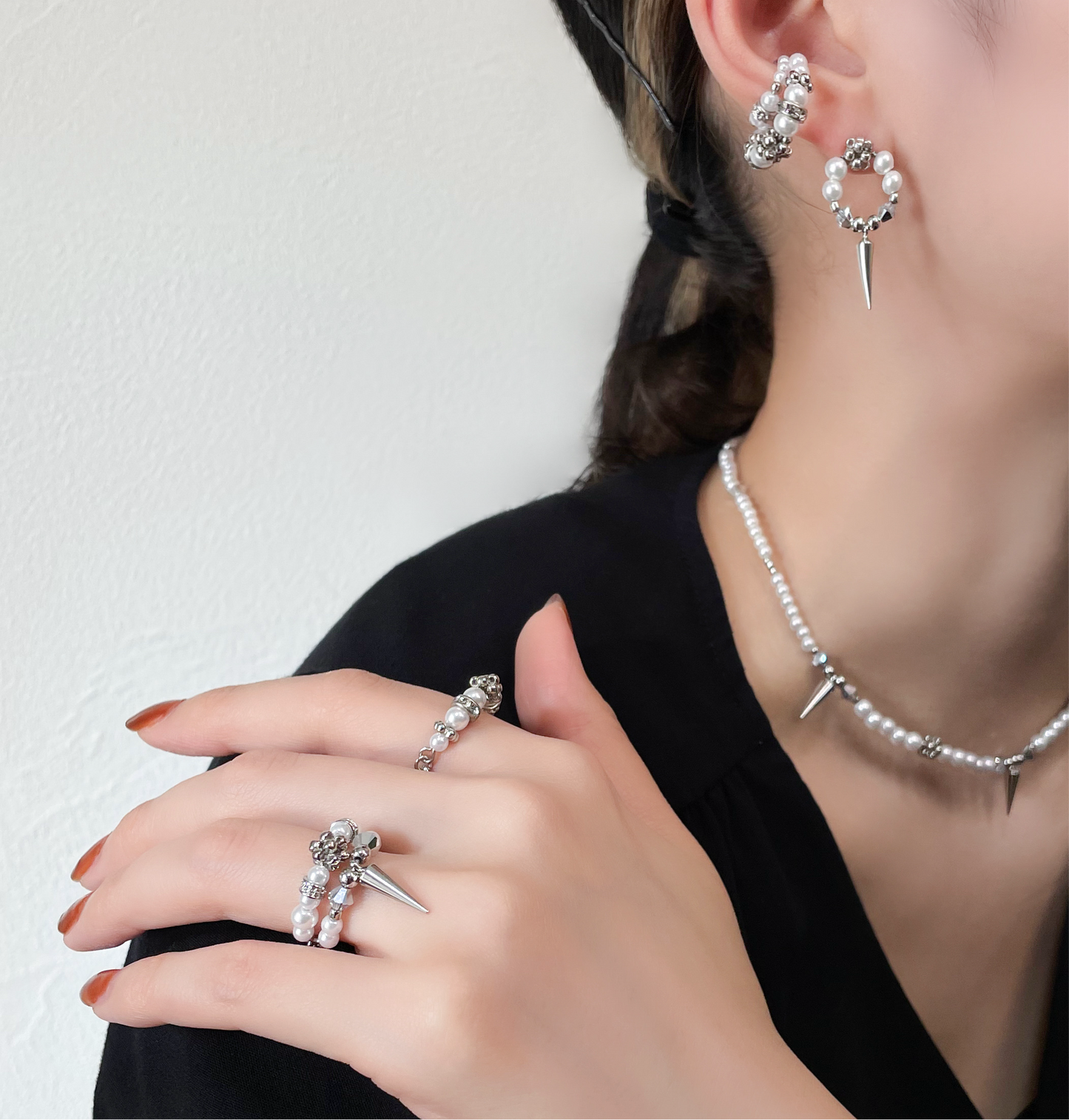 pearl ring Ⅰ (silver & white)
