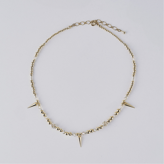 studs crystal necklace (gold)