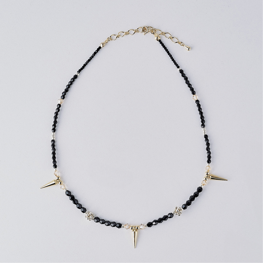 studs crystal necklace (gold & black)