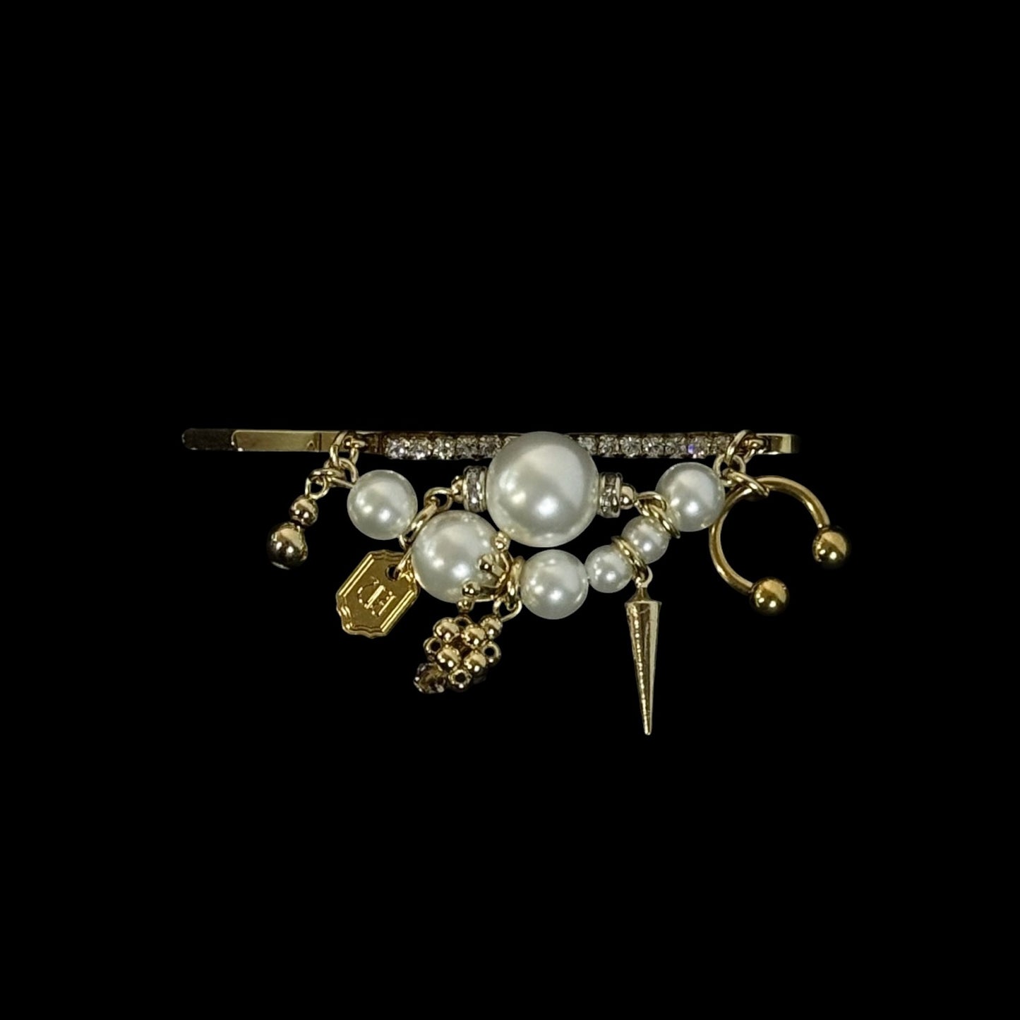 lulu spike wave hair clip (white×gold)