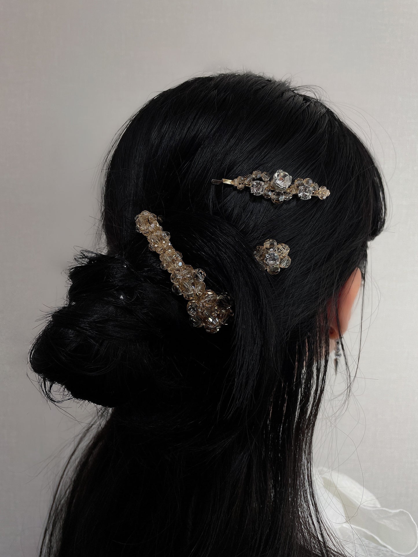 flower crystal barrette (gold)