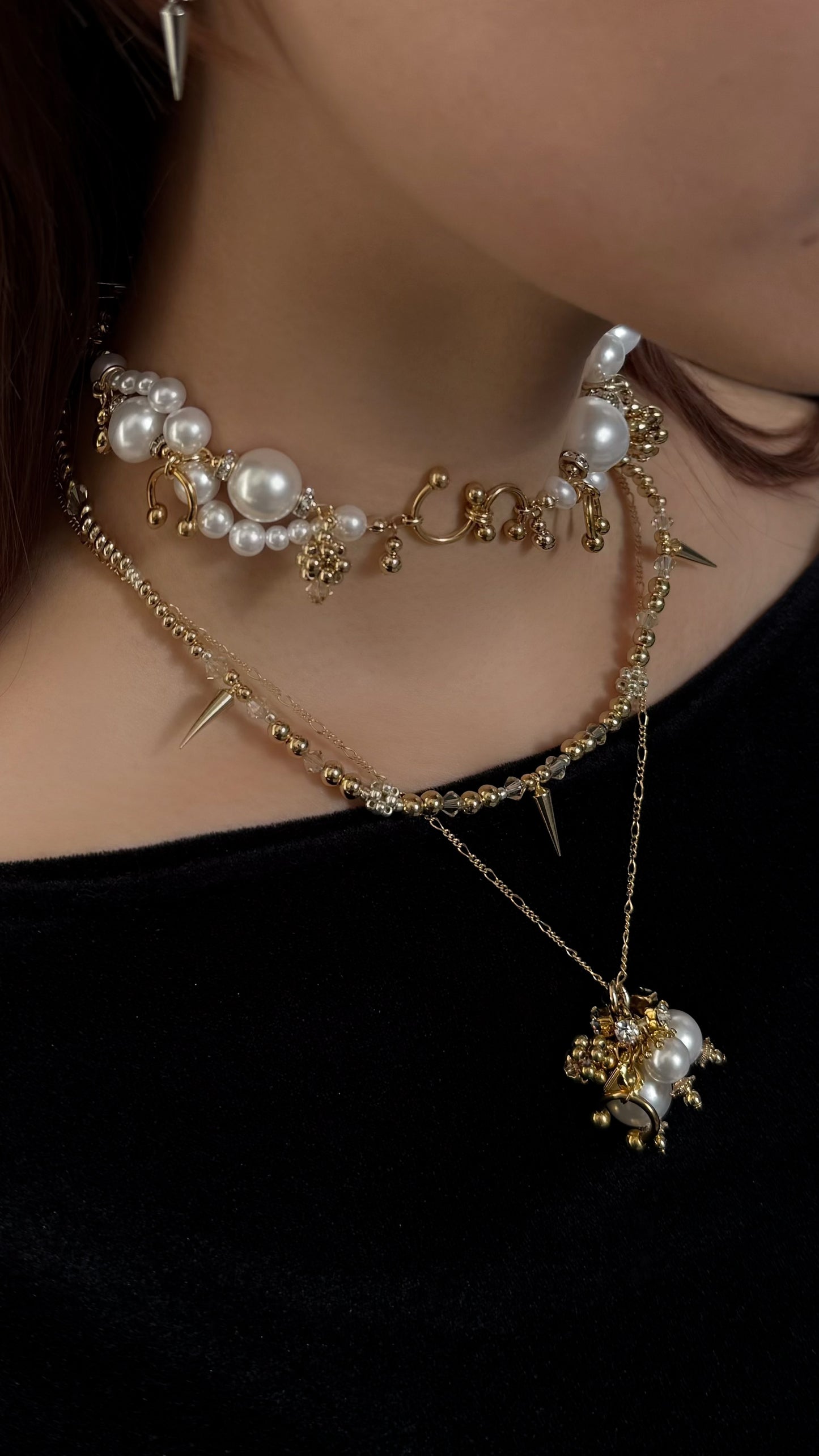 lulu wave choker / necklace ( gold × white )