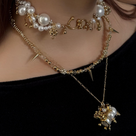 lulu cluster necklace (gold × white )
