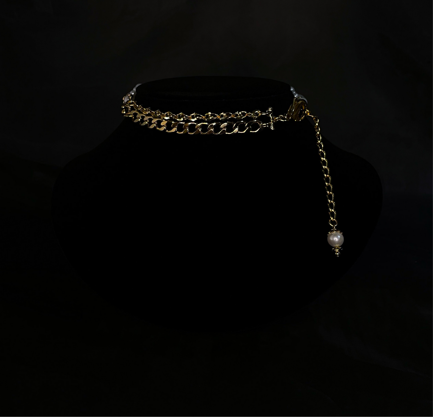 wave choker / necklace ( gold × white )