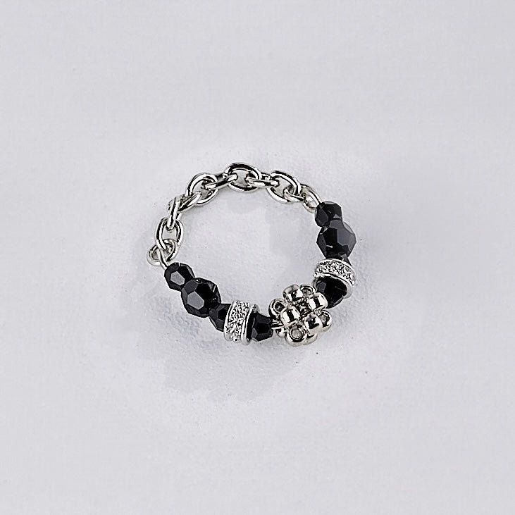 crystal ring Ⅰ (silver & black)