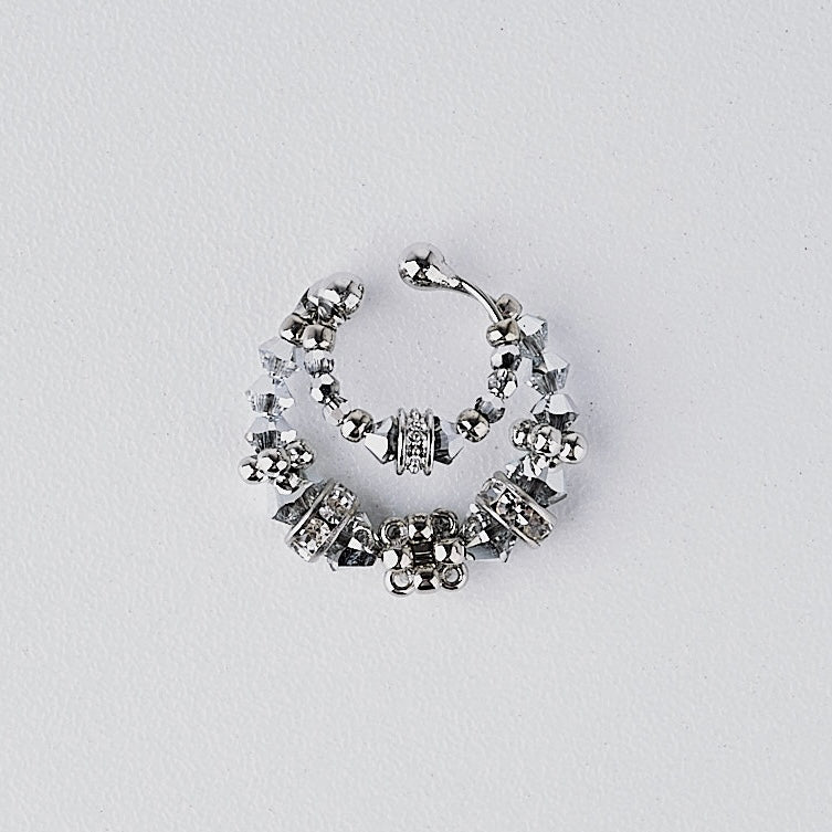 crystal double ear cuff (silver)