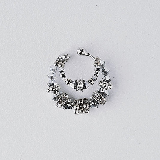 crystal double ear cuff (silver)