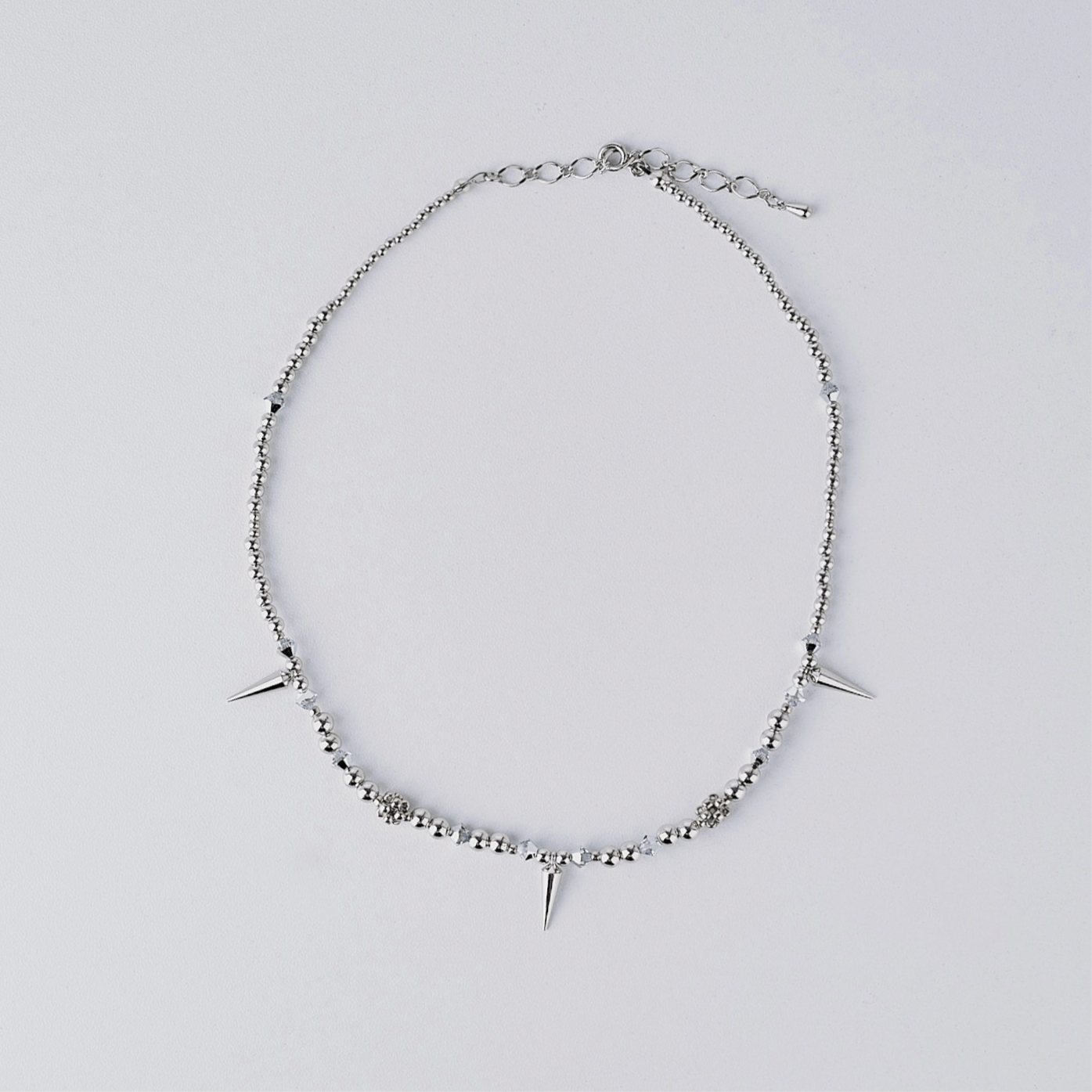 studs crystal necklace (silver)