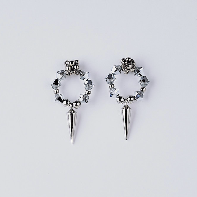 studs crystal pierce (silver)