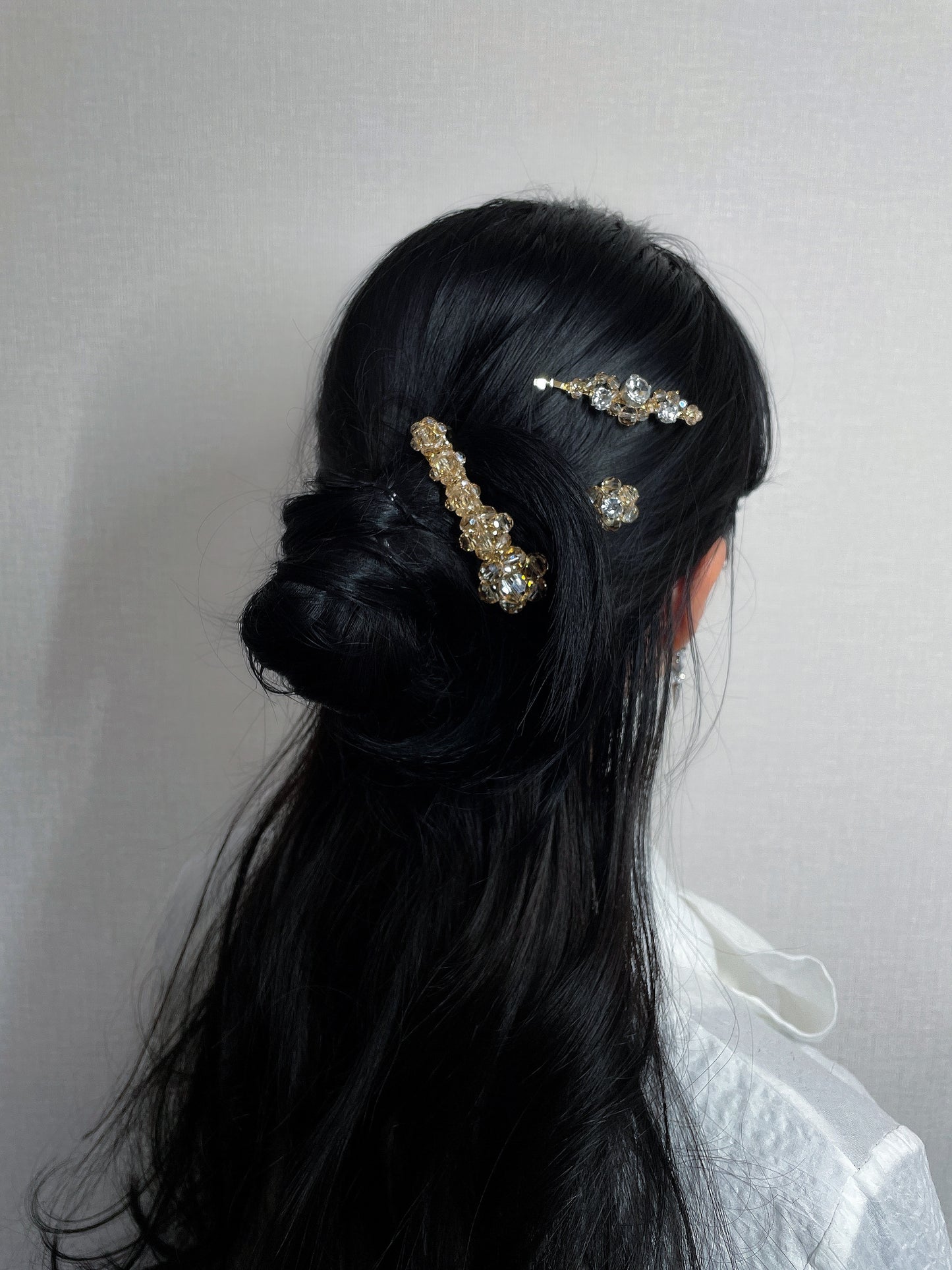 flower crystal barrette (gold)