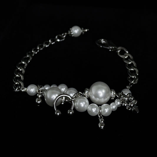 wave bracelet ( silver × white )