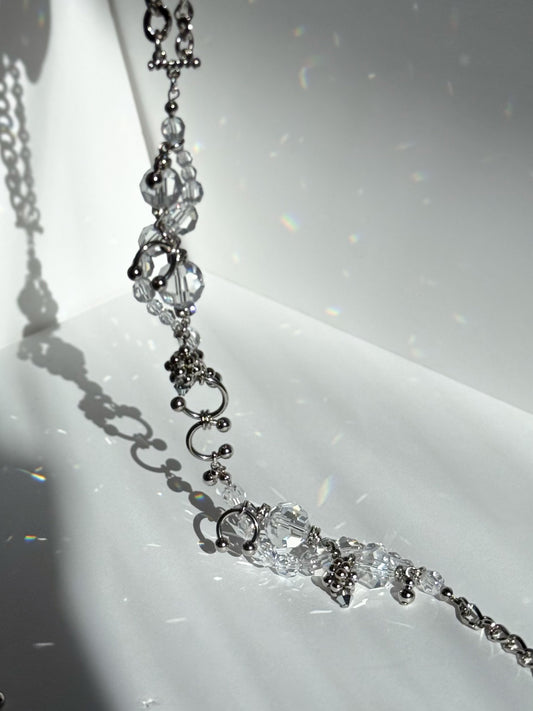 lulu wave choker / necklace (silver × clear)