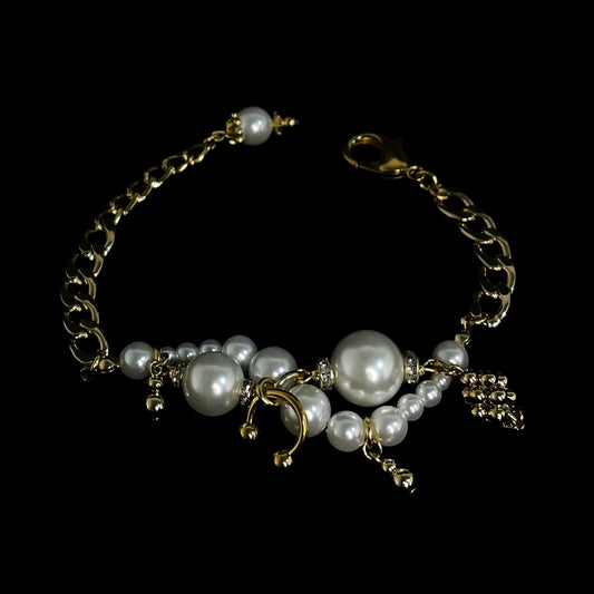 wave bracelet ( gold × white )