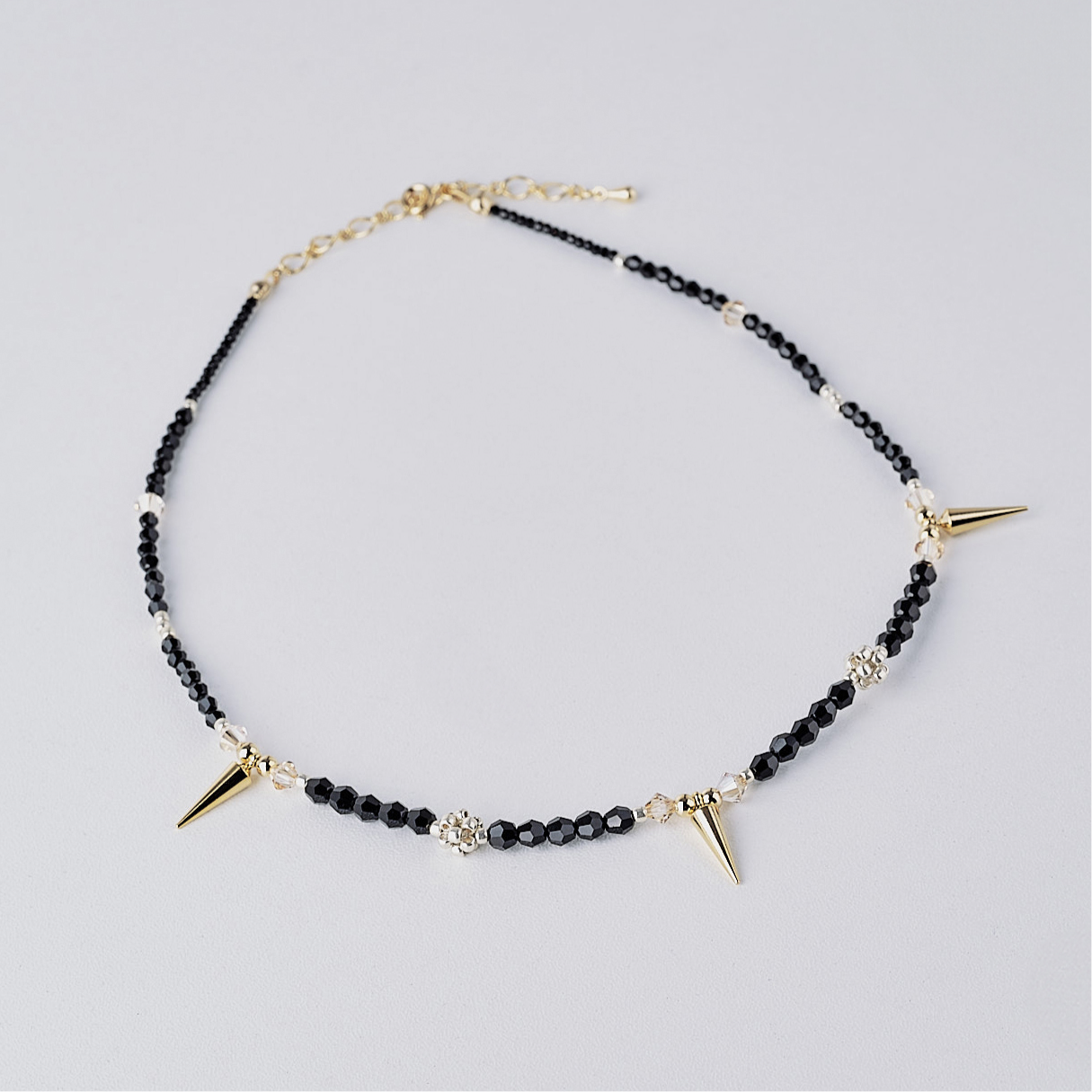 studs crystal necklace (gold & black)