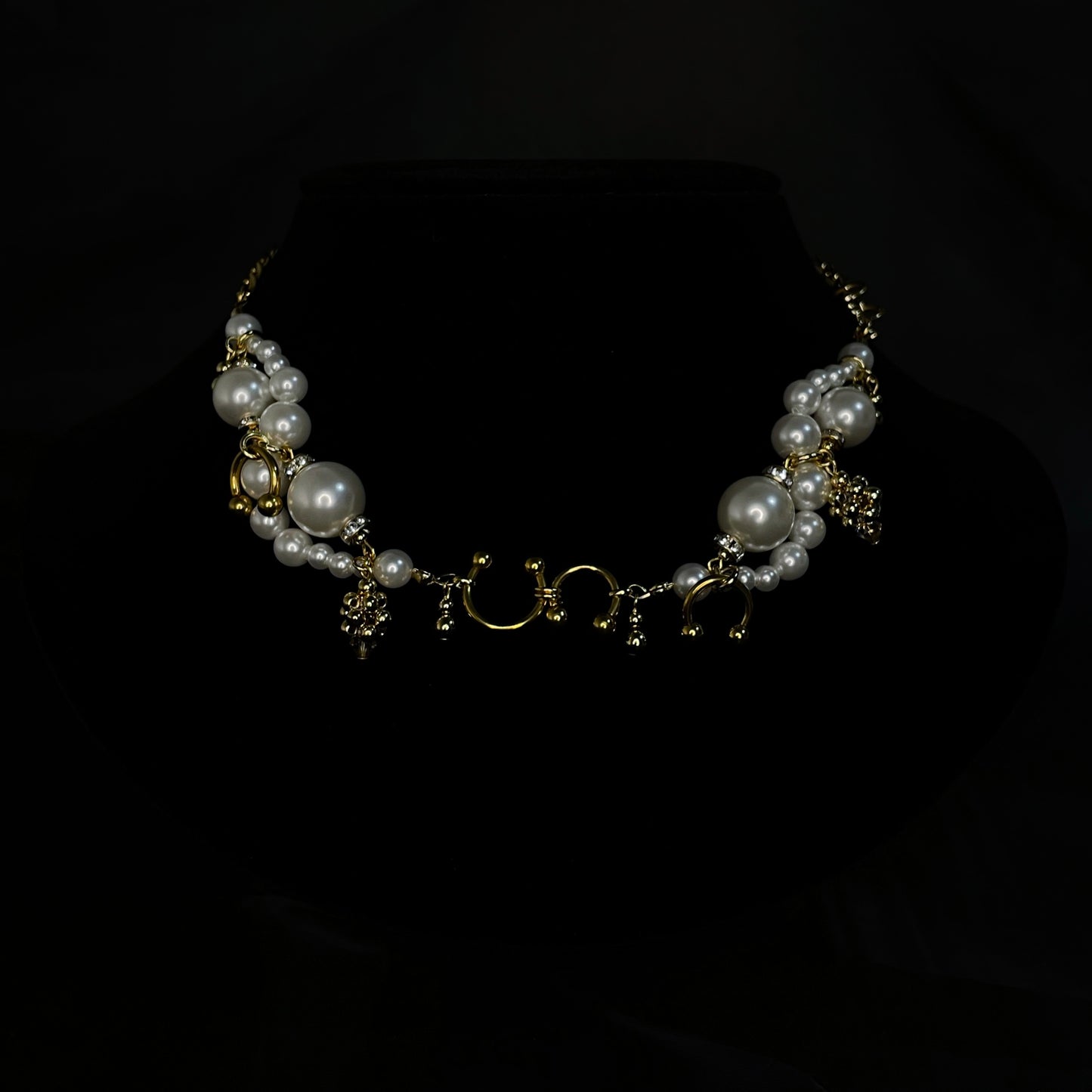 wave choker / necklace ( gold × white )