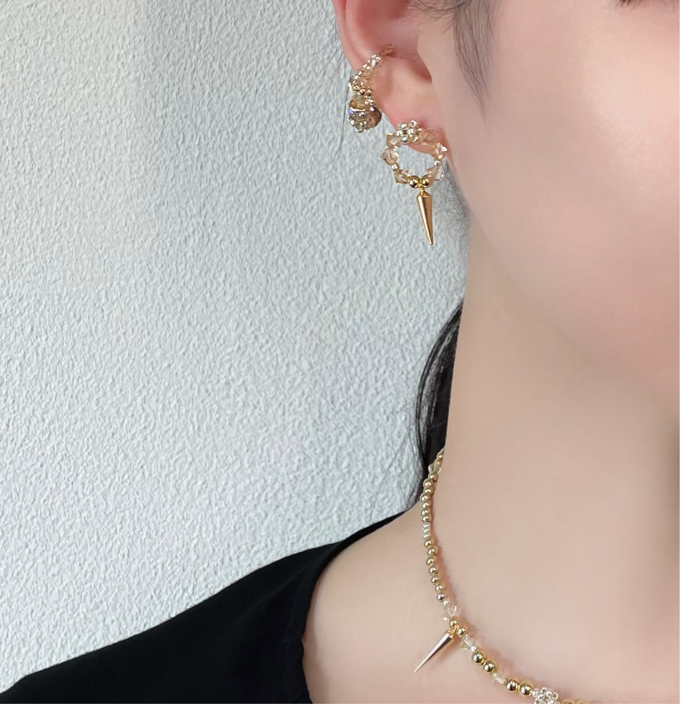 crystal double ear cuff (gold)