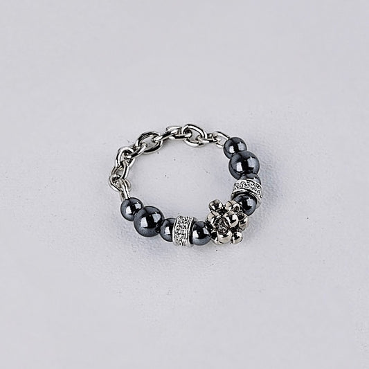 pearl ring Ⅰ (silver & black)