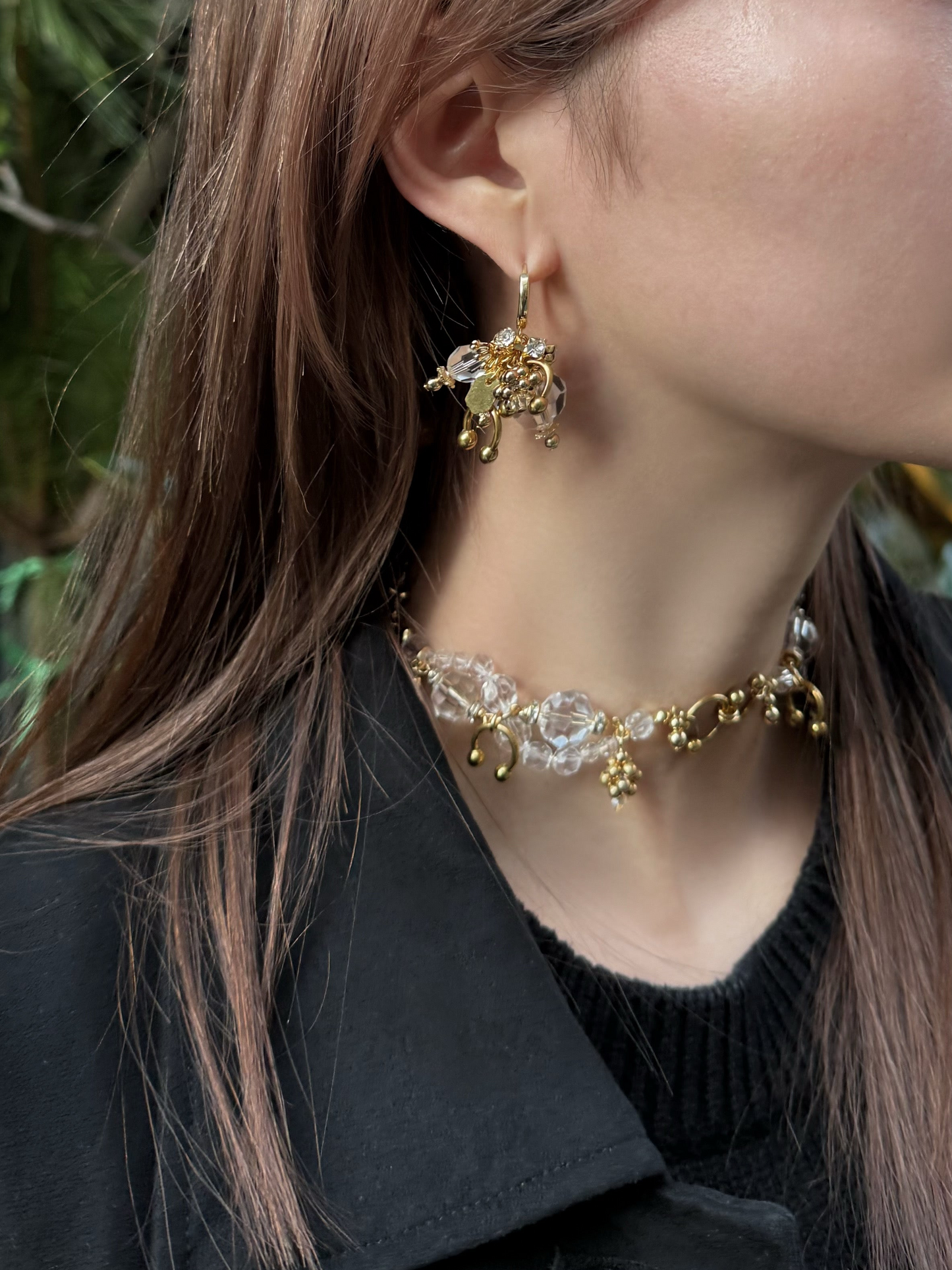lulu wave choker / necklace  (gold × clear)