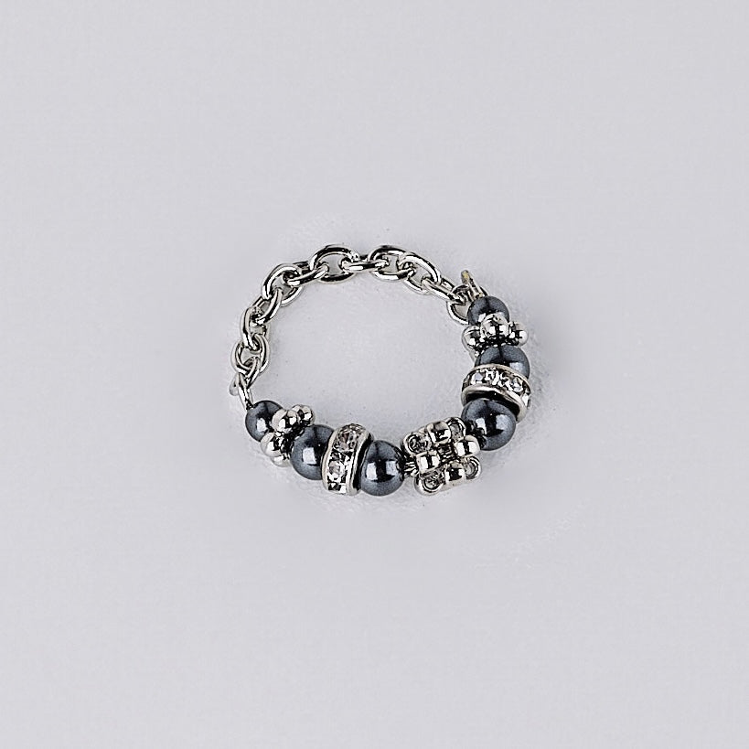 pearl ring ⅠⅠ (silver & black)