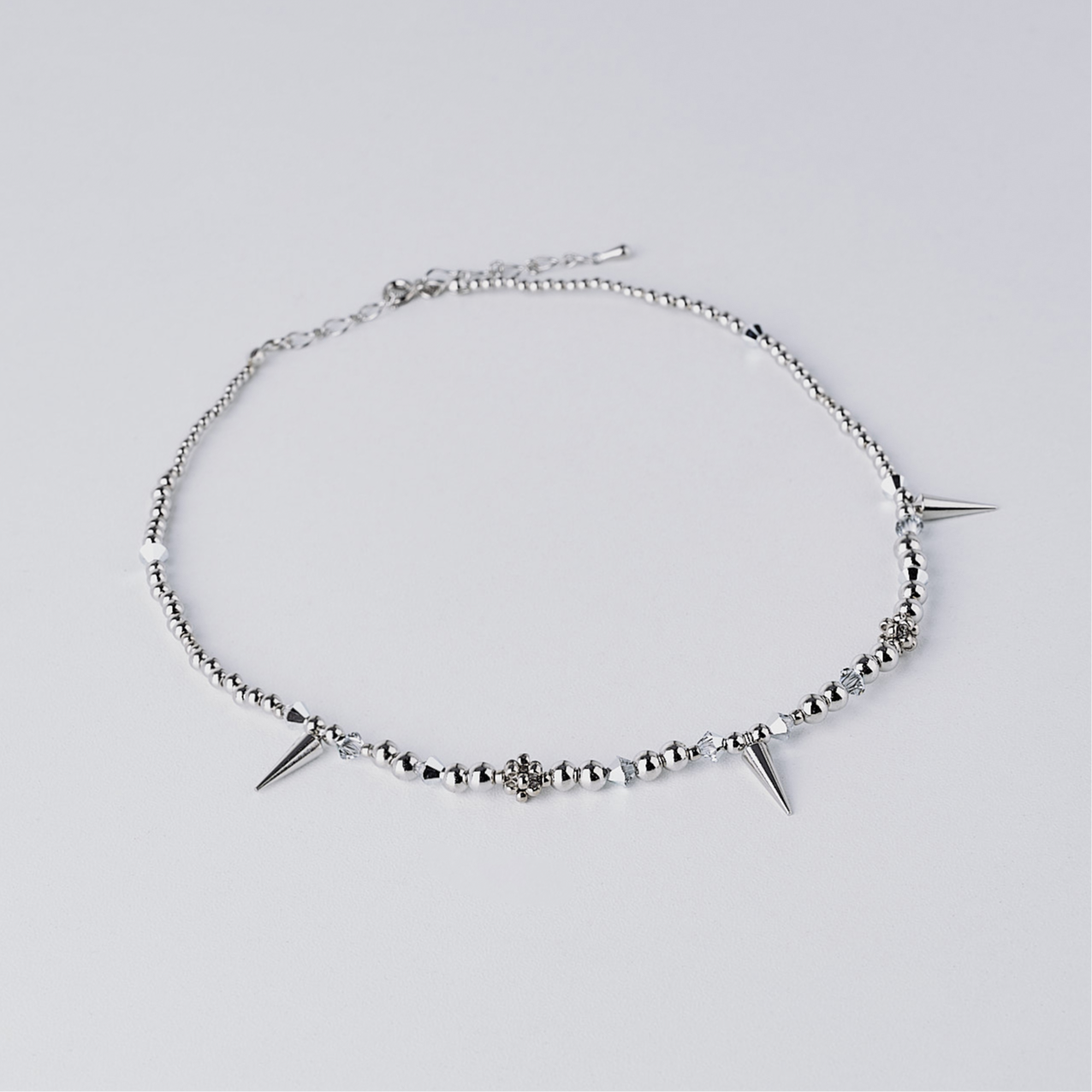 studs crystal necklace (silver)