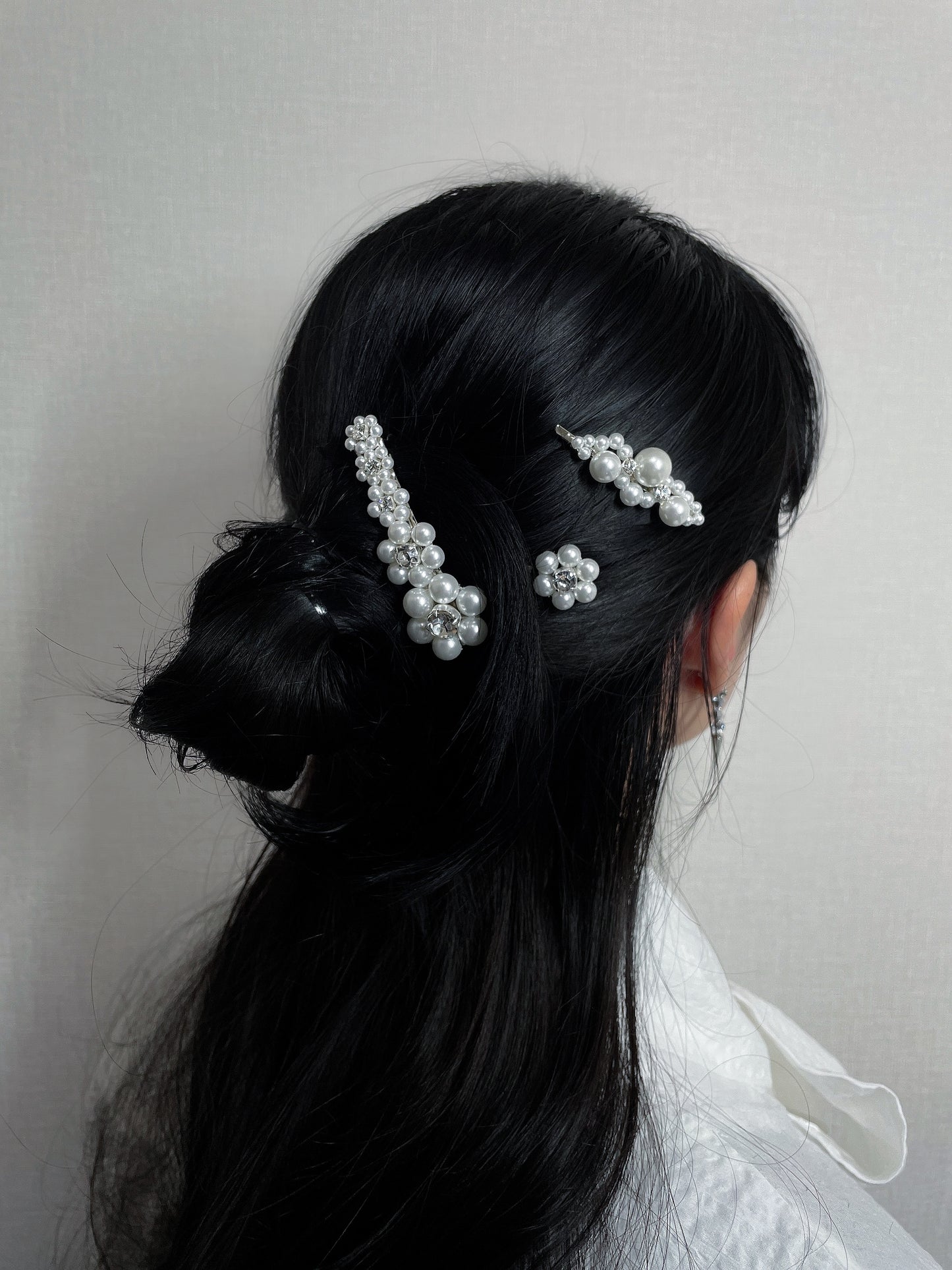 wave pearl hairpin (white)