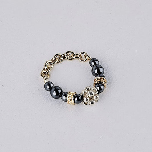 pearl ring ⅠⅠ (gold & black)