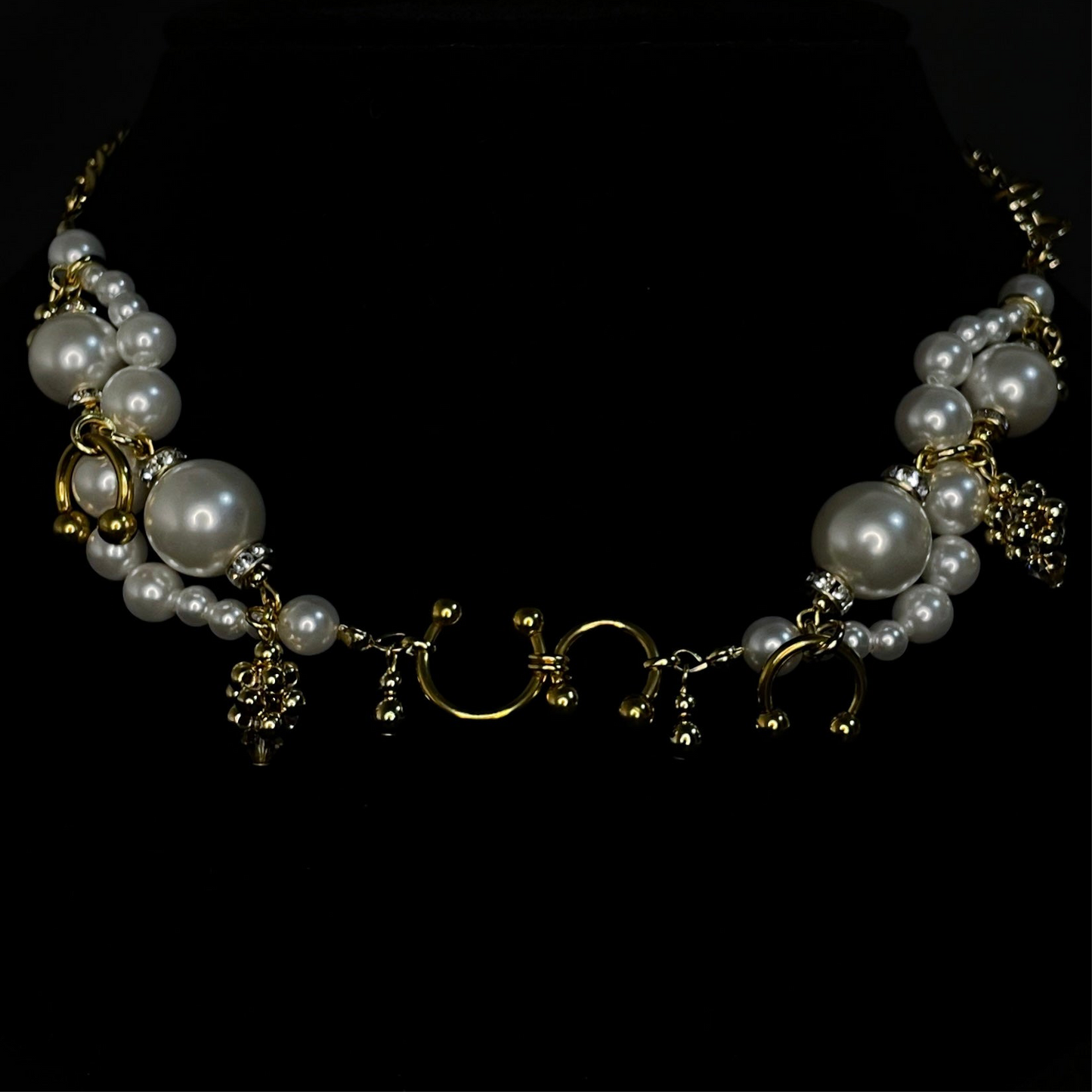 wave choker / necklace ( gold × white )