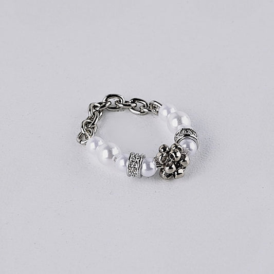 pearl ring Ⅰ (silver & white)