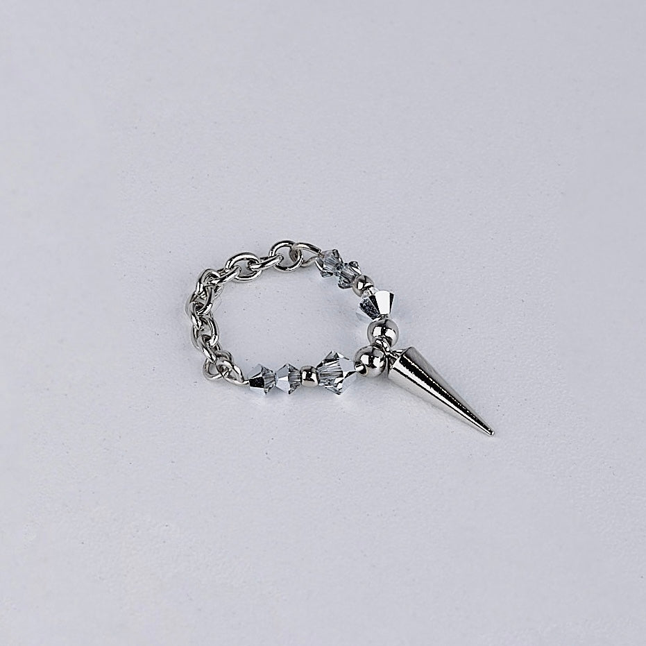 studs crystal ring (silver)