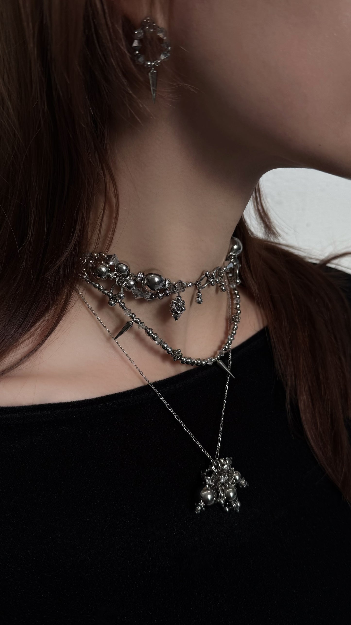 lulu wave choker / necklace ( silver )