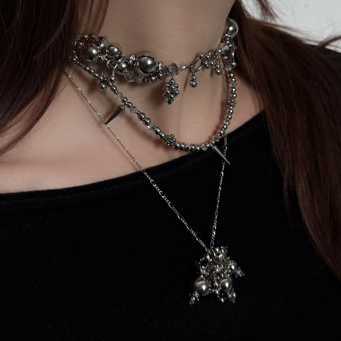 lulu cluster necklace (silver )