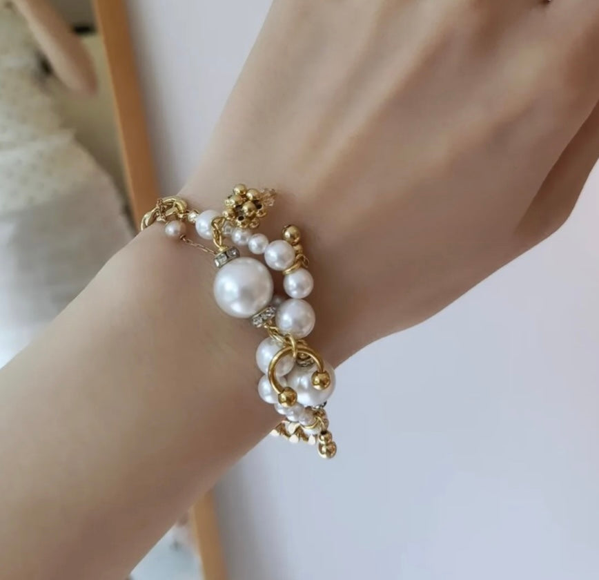 lulu wave bracelet ( gold × white )