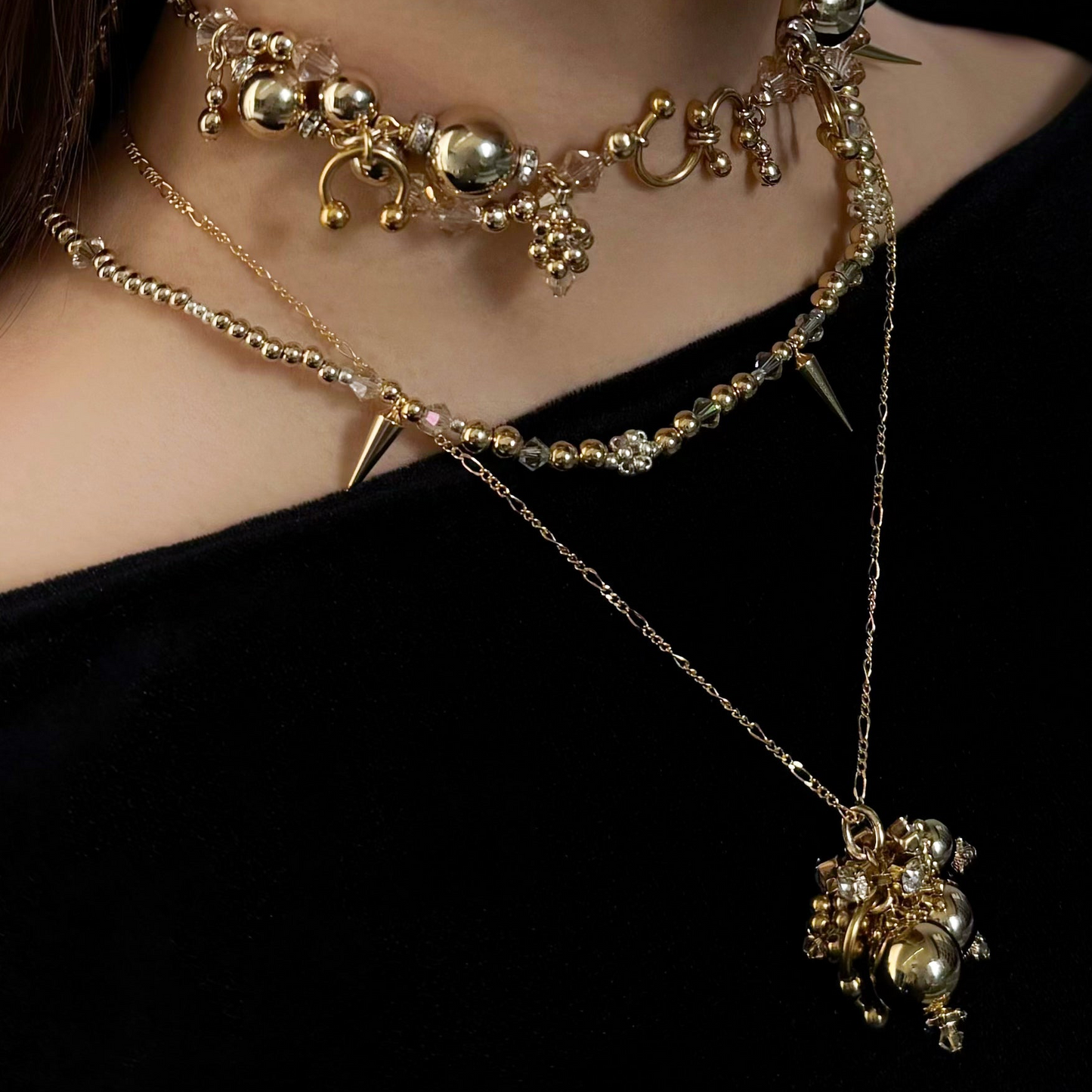 lulu cluster necklace (gold )