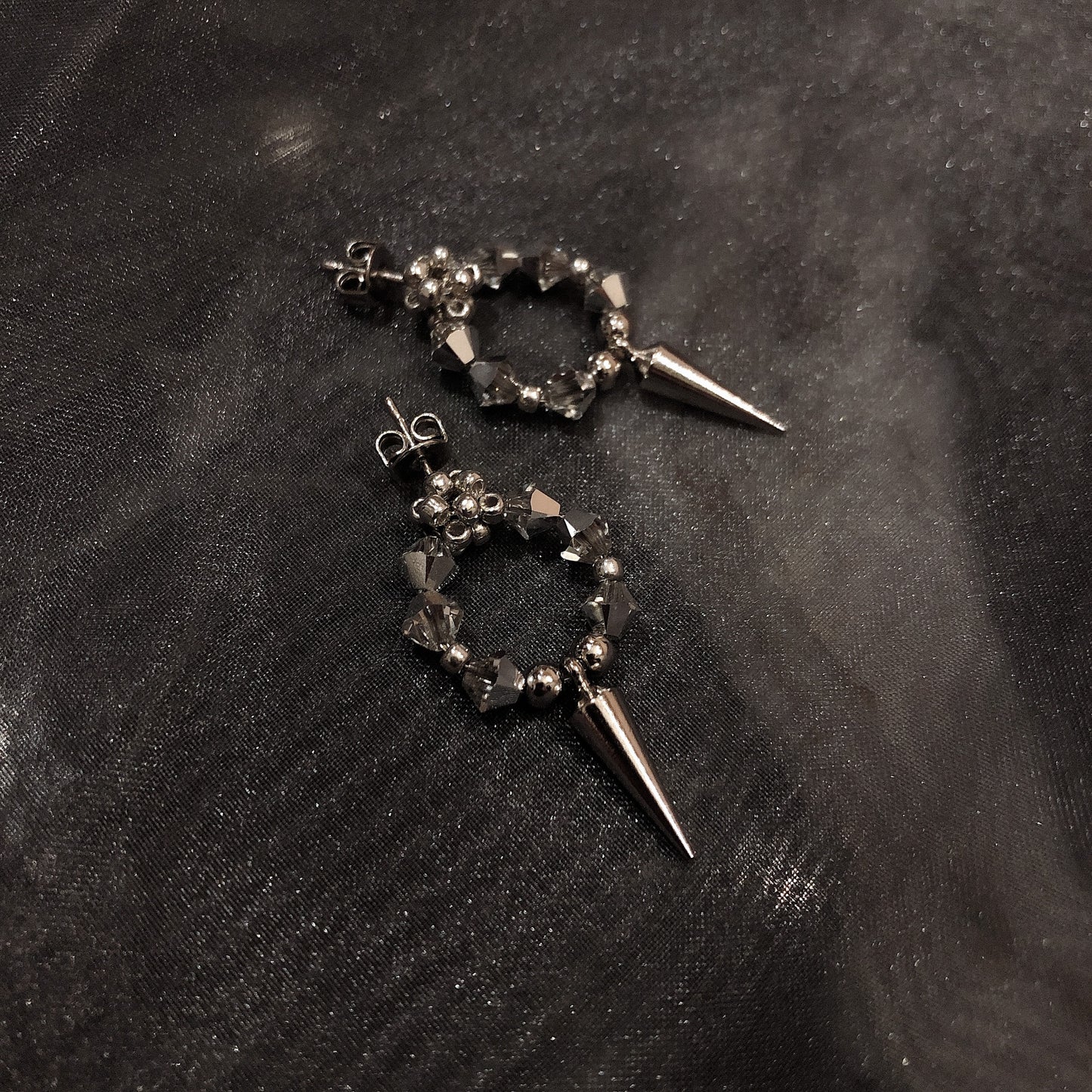 studs crystal pierce (silver)